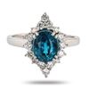 4.33 ctw Blue Zircon and 0.54 ctw Diamond Platinum Ring