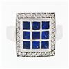 Image 4 : De Hago 18k White Gold 2.65 ctw Sapphire Diamond Square Dome Platter Cocktail Ri