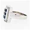 Image 6 : De Hago 18k White Gold 2.65 ctw Sapphire Diamond Square Dome Platter Cocktail Ri