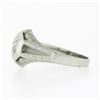 Image 4 : Vintage 18k Gold Diamond Solitaire Matte & Polished Hand Engraved Hexagon Ring