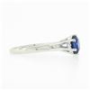 Image 5 : Vintage 14k White Gold 1.26 ctw Round Sapphire Solitaire Open Work Engagement Ri