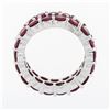 Image 6 : 14K White Gold Round Brilliant Red Stone Dual Row Eternity Wide Band Ring Sz 6