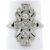 Antique Art Deco 14K White Gold 0.60 ctw Diamond Unique Open Milgrain Dinner Rin