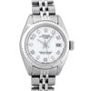 Rolex Ladies Stainless Steel White Dial White Gold Fluted Bezel Wristwatch
