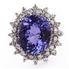 Image 1 : 12.47 ctw Tanzanite and 0.59 ctw Diamond 14K White Gold Ring