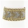 Image 1 : Vintage 14K Yellow Gold Round & Grooved Bead Pearl 6.75" Wide Strap Bracelet