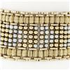 Image 2 : Vintage 14K Yellow Gold Round & Grooved Bead Pearl 6.75" Wide Strap Bracelet