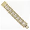 Image 4 : Vintage 14K Yellow Gold Round & Grooved Bead Pearl 6.75" Wide Strap Bracelet
