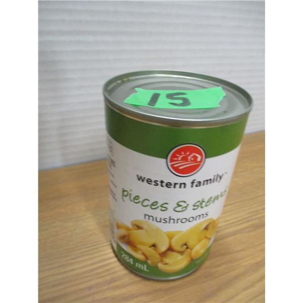SHELF PULLS (AS IS):  MUSHROOMS STEMS & PIECES - PER CAN