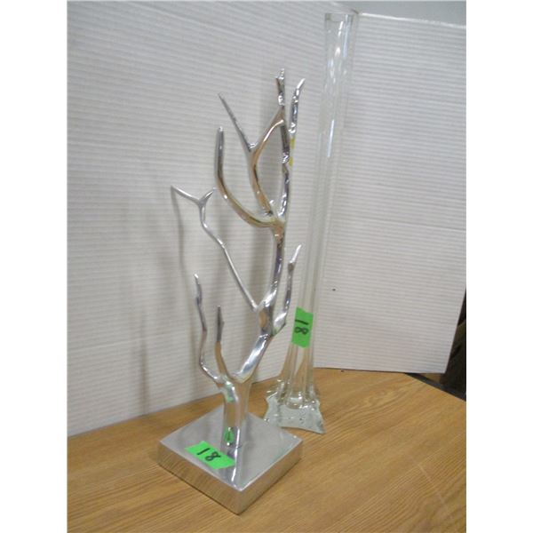 ESTATE:  CHROME TREE & TALL VASE