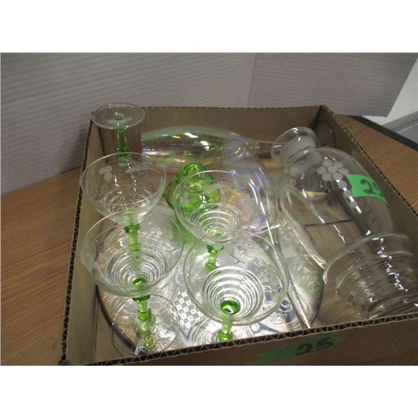 ESTATE:  BOX C/W ASSORTED GLASSWARE