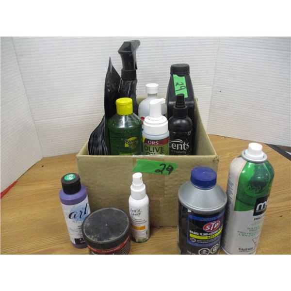 BOX C/W OIL & CLEANING SUPPLIES