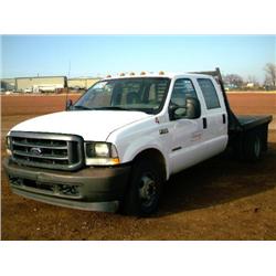 2002 FORD F350 XL SUPER DUTY 4 X 2  CREWCAB FLATBED TRUCK