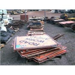 ROW OF CONSTRUCTION SIGNS