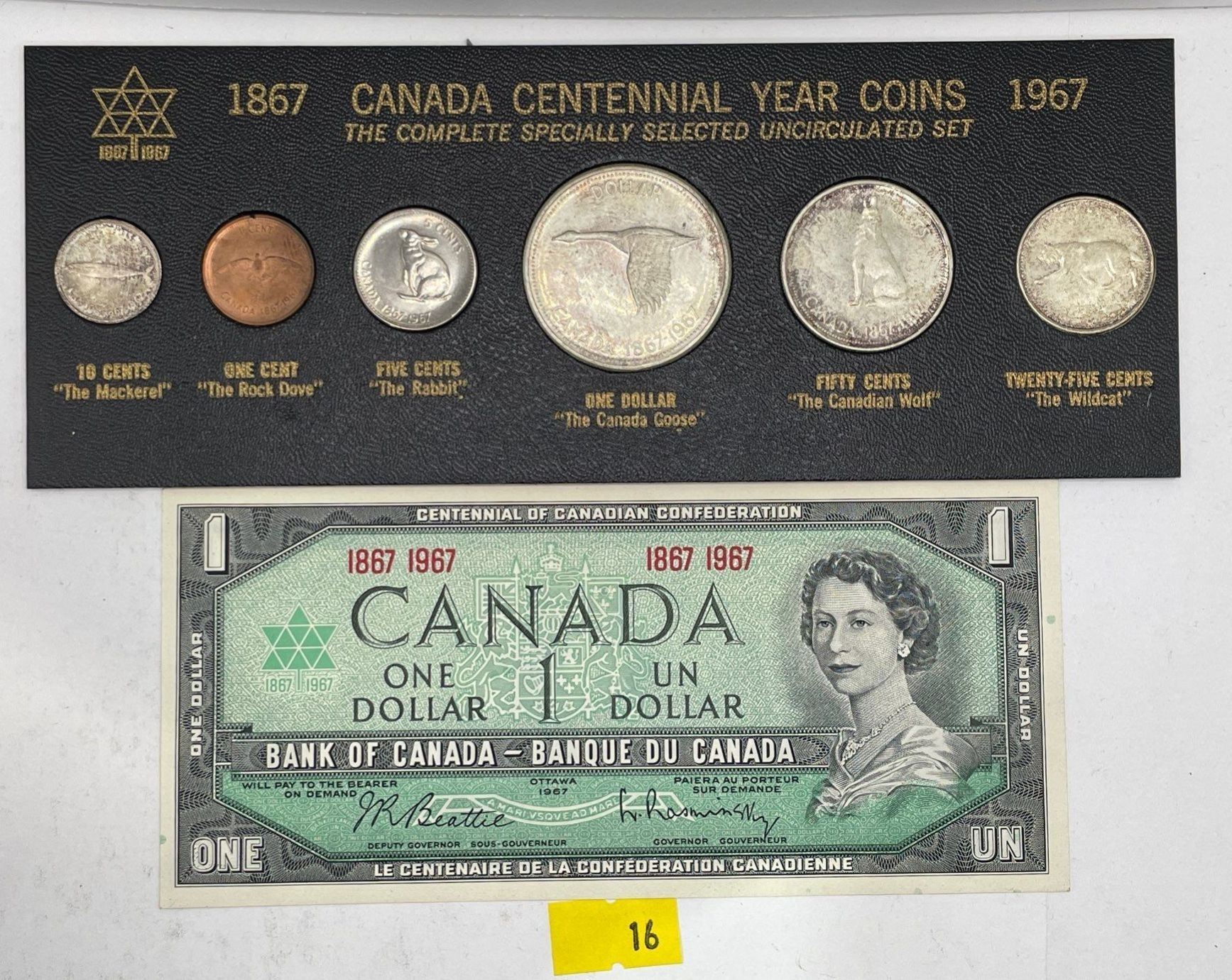 1967 Canadian Banknote and Uncirculated Coin Set 43.1g 80% Silver