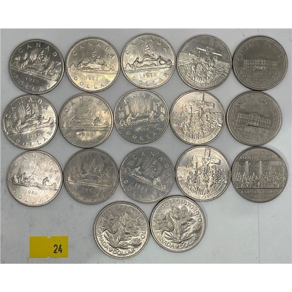 17 Canadian Nickel Dollars 1969-1985 (1971, 1975-77, 1979 & 1981 missing)