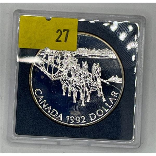 1992 Canadian Kingston to York Stagecoach Dollar 25.125g 92.5% Silver