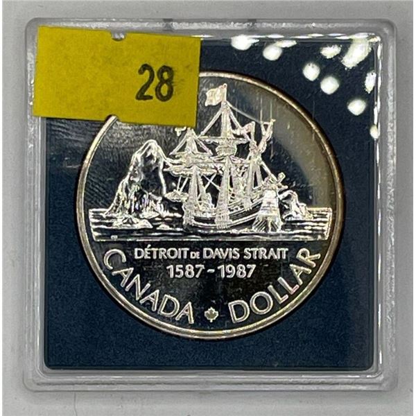 1987 Canadian John Davis Dollar 23.3g 50% Silver