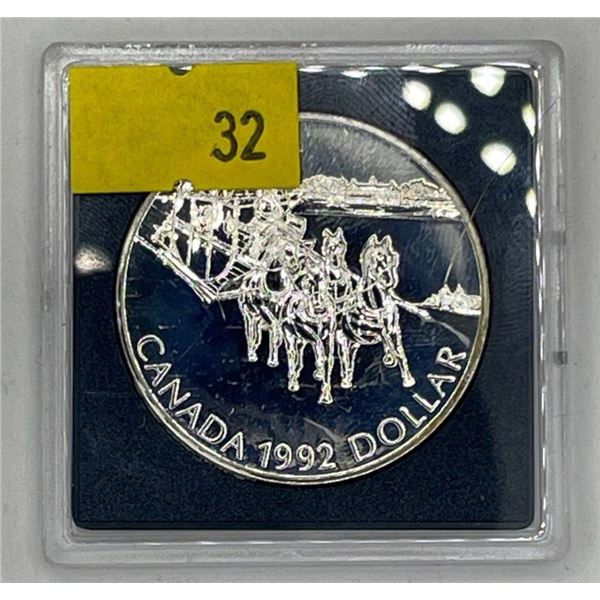 1992 Canadian Kingston to York Stagecoach Dollar 25.125g 92.5% Silver