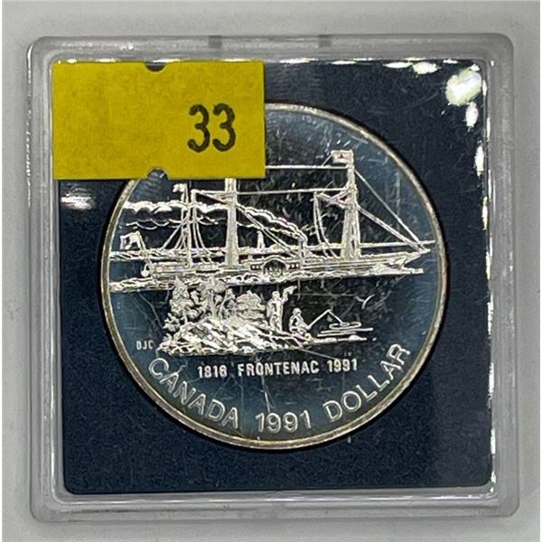 1991 175th Anniversary Of The Frontenac Proof Silver Dollar Coin 50% Silver