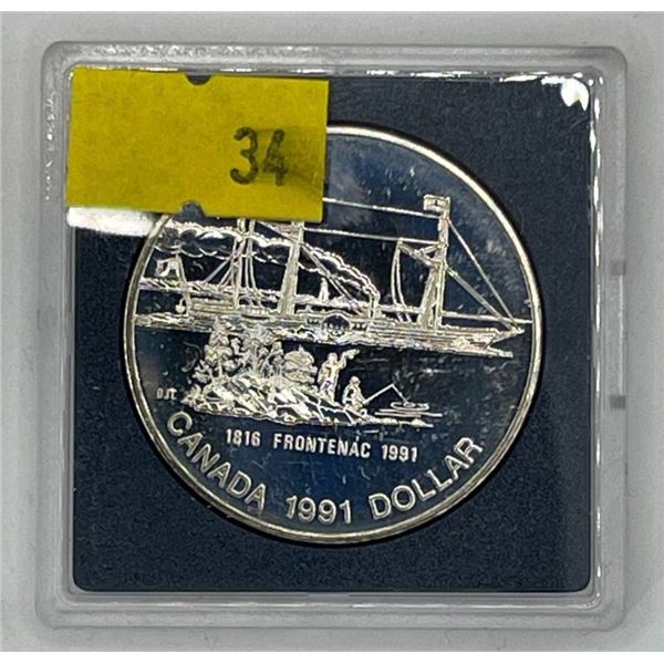 1991 175th Anniversary Of The Frontenac Proof Silver Dollar Coin 50% Silver
