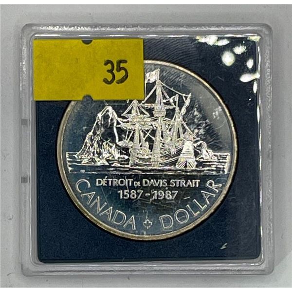 1987 Canadian John Davis Silver Dollar 23.3g 50% Silver