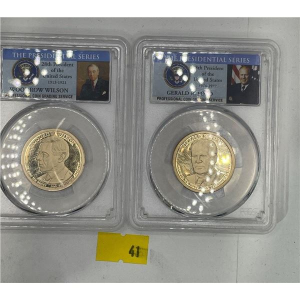 US Presidential Dollars Woodrow Wilson and Gerald Ford