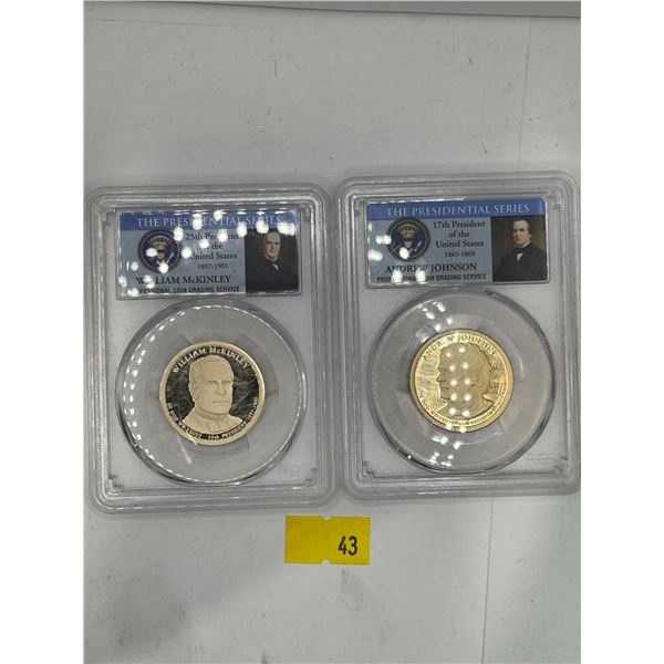 US Presidential Dollars William McKinley and Andrew Johnson