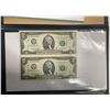 Image 1 : 2003 US $2 Bills SN K947853294A & K97859294A with Folder and COO (bills have been cut)