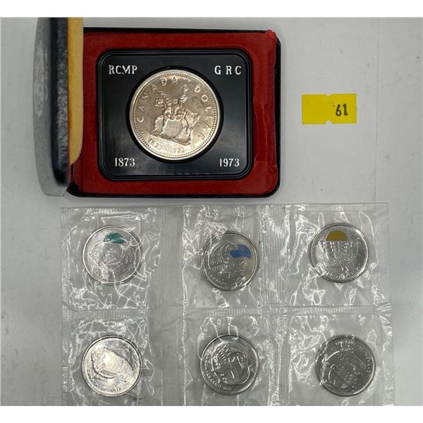 1973 Canadian RCMP Dollar 23.33g 50% Silver and Uncirculated Collectible Quarters