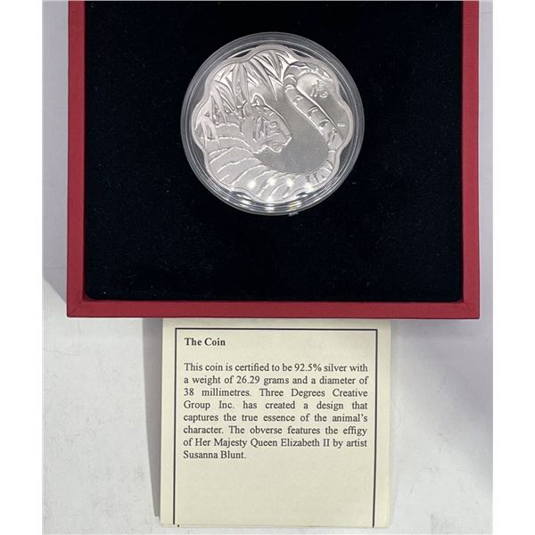 2010 Canadian Lunar Lotus Year of the Tiger Coin 26.29g 92.5% Silver