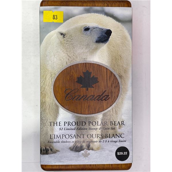 2004 The Proud Polar Bear $2 Limited Edition Stamp & Coin Set 92.5%