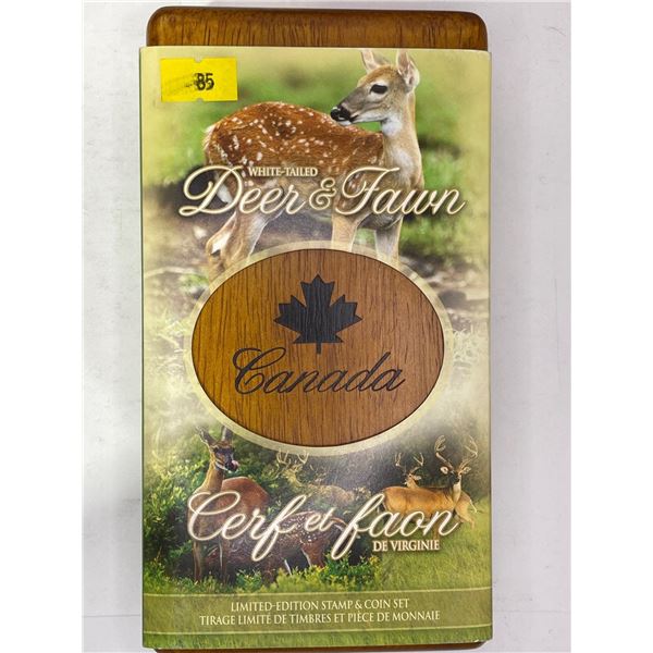 2005 White-Tailed Deer & Fawn Limited Edition Stamp & Coin Set 28g 99.99% Silver