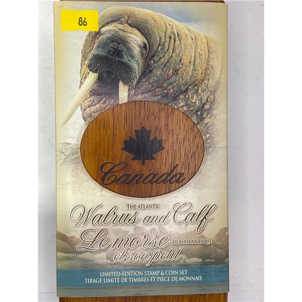 2005 The Atlantic Walrus & Calf Limited Edition Stamp & Coin Set 28g 99.99% Silver