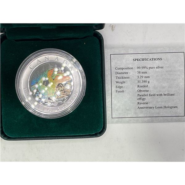 2002 Anniversary Loon Hologram 31.39g 99.99% Silver