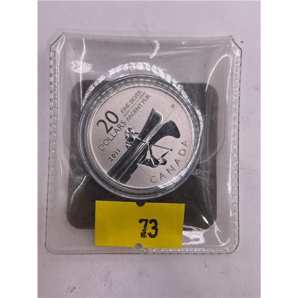 2011 Canadian Silver $20 Coin "Canoe" 7.96g 99.99% Silver