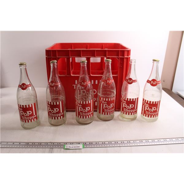 Vintage The Pop Shoppe (6) Bottles & Crate