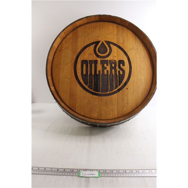 Autographed Edmonton Oilers Wooden Mancave Decor - Late 2010s, 25" D