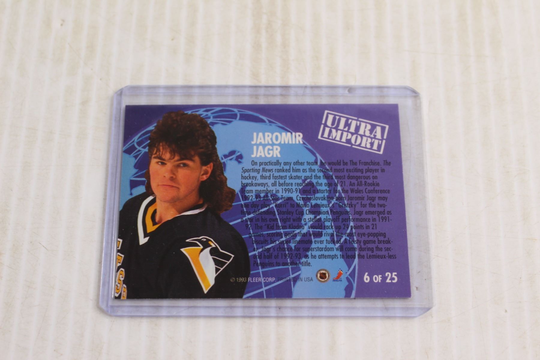 Jaromir Jagr Rare 1990s Insert Hockey Card - Bodnarus Auctioneering Jaromir Jagr Rare 1990s Insert Hockey Card - Bodnarus Auctioneering