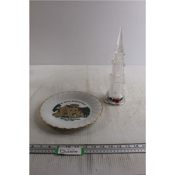 Biggar Church Plate, Light Up Steeple Decoration - Untested