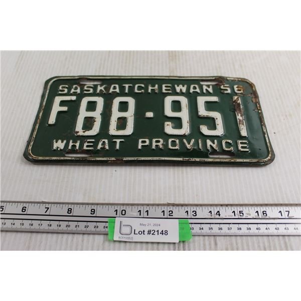 Saskatchewan 1956 License Plate