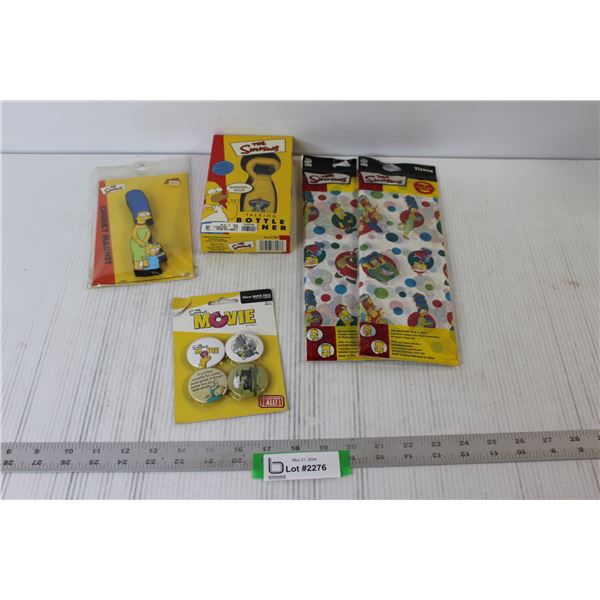 Simpsons Talking Bottle Opener, Fridge Magnet, Buttons, Wrapping Tissue Paper