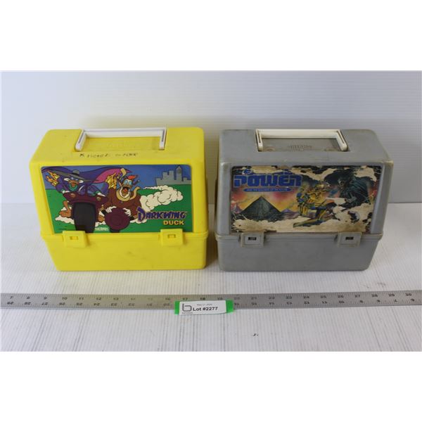 (2) Plastic Lunch Kits - Dark Wing Duck & Captain Power