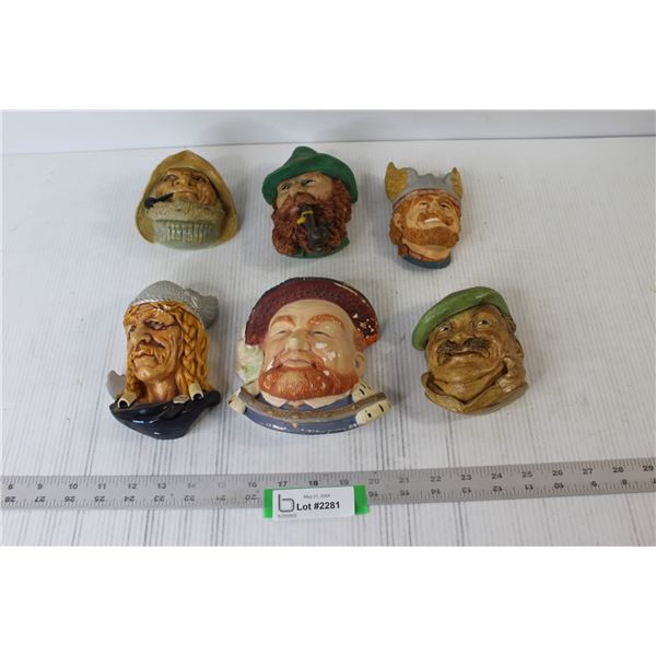 (6) Chalkware Heads