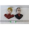 Image 1 : Lady and Gentleman Chalkware Heads