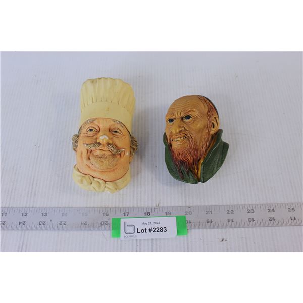 (2) Chalkware Heads - Bossons