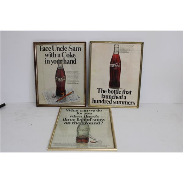 (3) Framed Coke Posters