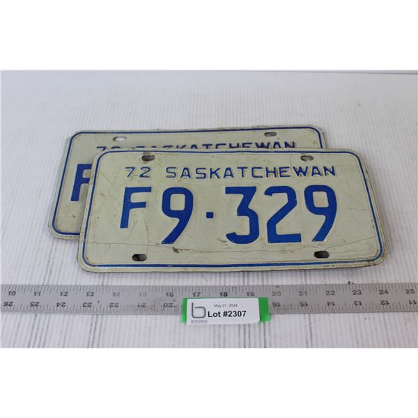 (2) 1972 Saskatchewan License Plates