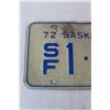 Image 2 : (1) 1972 Saskatchewan License Plate "SF"