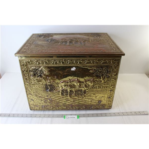 * Copper Embossed Horse Themed Storage Chest - 20" x 14" x 15"